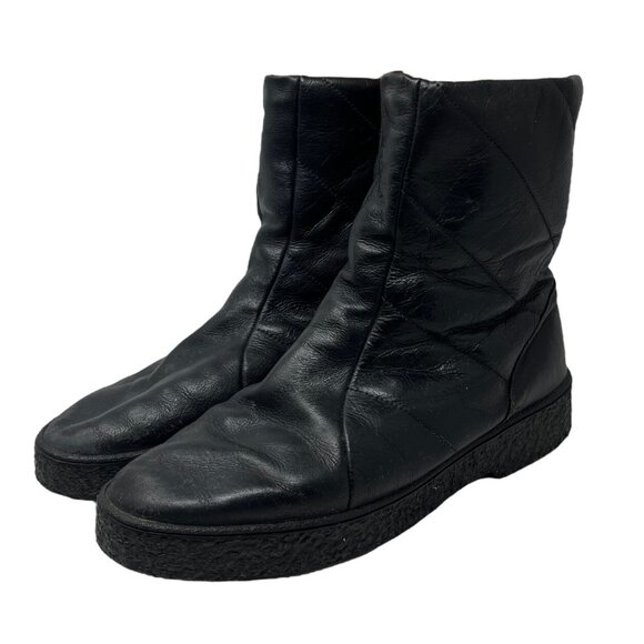 Silga Women's 9D Leather Lined Black Winter Boots Vintage Retro Zip Mid Calf - Picture 1 of 11